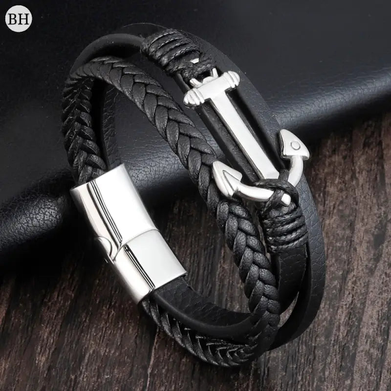 bracelet cuir ancre homme