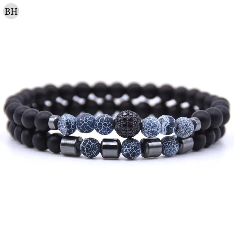 Bracelets homme - bracelets homme perle - bracelets pierres - bracelets perle - bracelets pour homme - bracelets homme luxe- bracelets noir et blanc - bracelets pas cher - bracelets en perle - bracelets de perle - cadeau pour homme - cadeau homme - braceletshomme.fr - bracelets homme perle bleu et noir - bracelets bleu et noir 