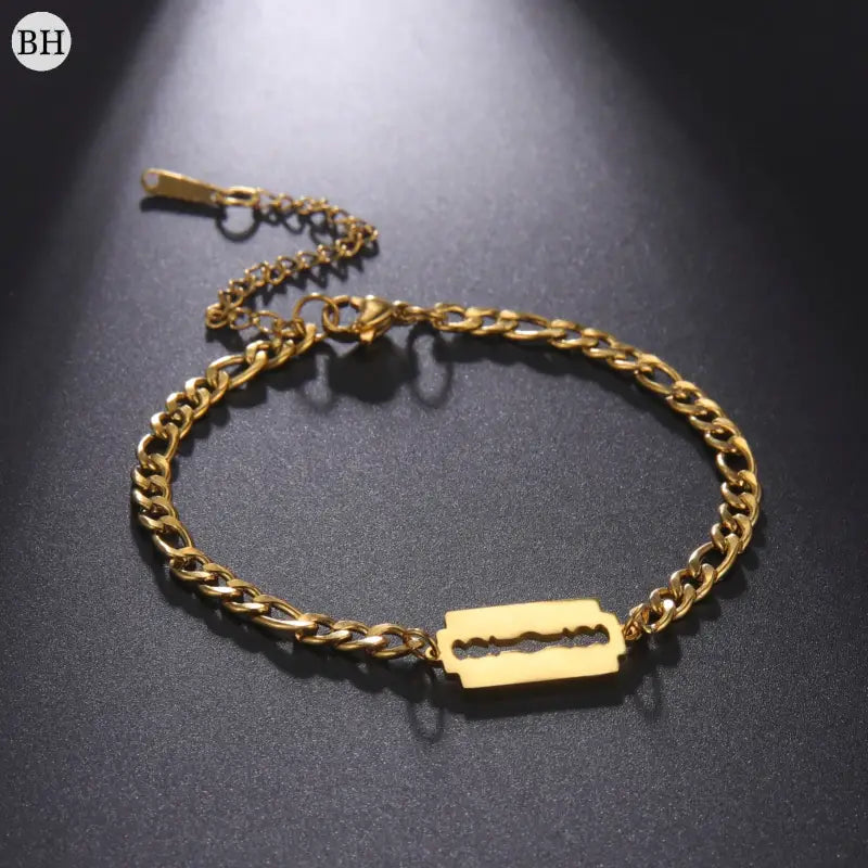 Bracelet lame de rasoir doré