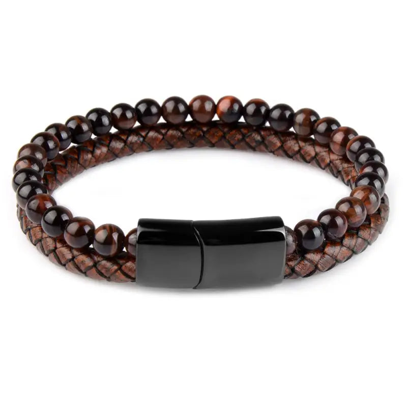 Bracelet homme cuir et perle
