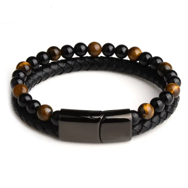 Bracelet homme cuir et perle
