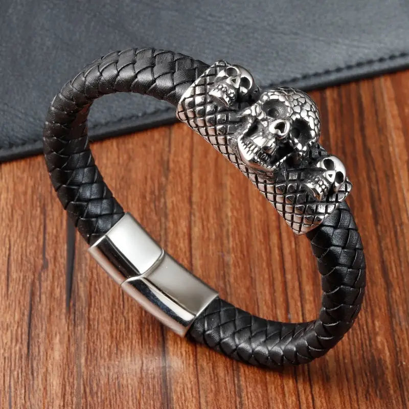 Bracelets Cuir Homme - Tête de mort | braceletshomme.fr